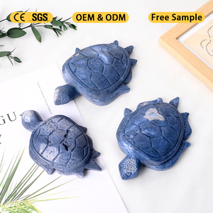 Escultura de Tortuga de Coral Azul Natural al por Mayor, Tallado de Animales de Piedra Curativa de Cristal para Decoración - Product Image 2