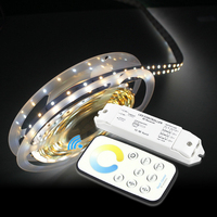 Contrôleur LED CCT sans fil RF 3-en-1 T5 avec télécommande + récepteur R3 DC12-24V CW-NW-WW, variateur de lumière blanc réglable 216W 4096 niveaux sans scintillement
