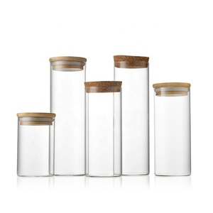 Storage Jars Set High Quality Borosilicate Kitchen Food Glass Bamboo Lid Storage Bottles & Jars Minimalist Cover Multifunction