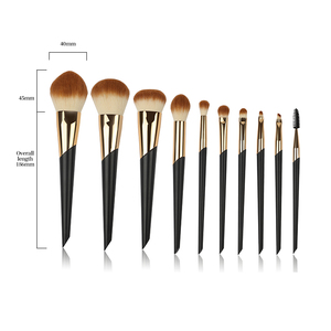 Venta al por mayor, nuevo diseño, 10 Uds., brochas planas veganas suaves, <span class=keywords><strong>maquillaje</strong></span> personalizado para mujeres, corrector, polvo negro sintético, cara privada - Product Image 4