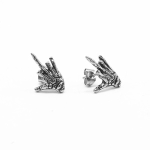 Pendientes de Acero Inoxidable 316 con Diseño de Dedo Medio Vertical y Mano Fantasma Gótica, Estilo Punk Vaquero, para Uso Diario - Product Image 4