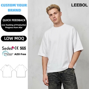 T-shirt décontracté pour homme en coton 260 g/m², col rond, logo brodé personnalisé, coupe ample, style streetwear, coupe courte et oversize - Product Image 1