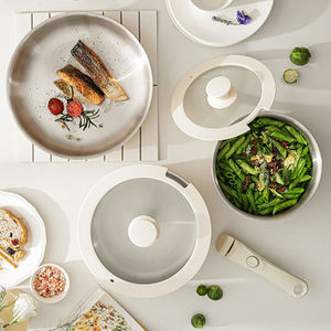 5-Piece Ceramic Nonstick Kitchenware Set Oven Safe <strong>Induction</strong> Pots and Pans with Pot Handles 20/24 <strong>Saucepan</strong> and 28 Frying Pan - Product Image 4