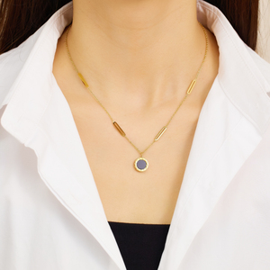 Collar XIXI con Colgante de Acero Inoxidable Chapado <span class=keywords><strong>en</strong></span> Oro de 18k y Doble Cara con Números <span class=keywords><strong>Romanos</strong></span> y Carcasa Acrílica Blanca, Joyería de Moda para Mujer - Product Image 6