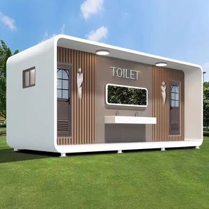 Toilettes portables en panneaux sandwich, design moderne, pour parc, extérieur, écologiques, toilettes publiques, personnalisables - Product Image 1