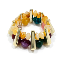 Bracelet imprimé léopard, style punk exagéré, multicouche, perles acryliques pour femmes