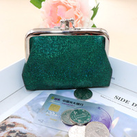 Dompet Koin PU Custom Logo Bling untuk Wanita, Dompet Kosmetik dengan Kunci Ganda, Tas Clutch dengan Gesper, Tas Lipstik dengan Penutup Kancing