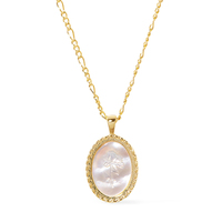 Gemnel trendy collier en argent sterling 925 or 18k nacre rose gravée fleurs d'anniversaire collier