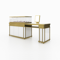 Grand anneau personnalisé vitrine porte de verrouillage conception de bande led cadre métallique peinture or vitrine pour bijoux