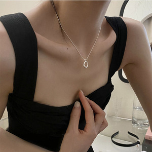 S925 Sterling Silver Geometric <b>Necklace</b> Irregular <b>Ring</b> Pendant 405cm Chain Gift Jewelry - Product Image 5