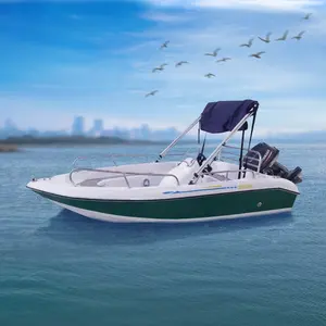 12ft/3.6m fiberglass barco casco 4 pessoas fibra de vidro pesca barco de alta velocidade com motor externo para a família e amigos