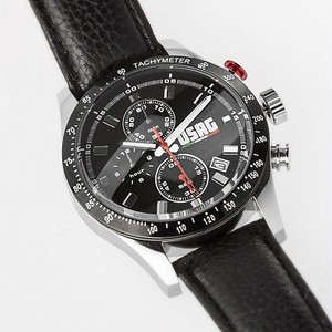 Usag 3770 A Montre chronographe Bracelet en cuir noir Montre de sport pour homme - Product Image 1