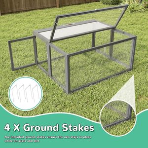 <span class=keywords><strong>Cage</strong></span> à poulet grise pliante en bois poulailler course clapier à lapin <span class=keywords><strong>Cage</strong></span> portable avec portes latérales supérieures couveuse de parc pour petits animaux - Product Image 5