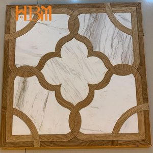 Natural Engineering Oak <strong>Wood</strong> <strong>Flooring</strong> White Marble Inlay Click Lock Installation Modern Bedroom Eco-Friendly Parquet <strong>Pattern</strong> - Product Image 5