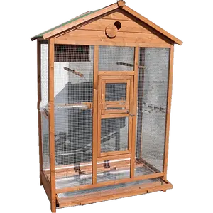 Jaulas grandes de madera para pájaros, aviario, venta al por mayor, jaula impermeable para pájaros, Casa con alambre, jaula para loros