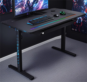 <span class=keywords><strong>1</strong></span>,2M/<span class=keywords><strong>1</strong></span>,4M LED RGB PC-Schreibtisch, elektrisch höhenverstellbarer Gaming-Tisch mit Einzelmotor, Kabelbox, Kopfhörerhalter und Getränkehalter - Product Image 2