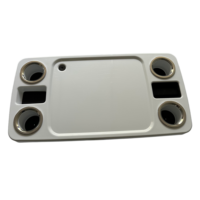 Table de bateau carrée marron avec porte-gobelets intégrés Piédestal marin et emballage de verrouillage-Matière plastique durable