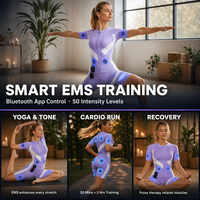 Combinaison de fitness sans fil à 12 électrodes avancées pour entraînement EMS, système de stimulation pulsée multicanal, lavable, pour le remodelage corporel