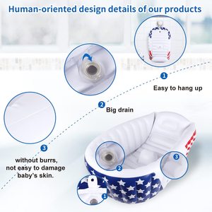 Inflatable Baby Bathtub Foldable Star Print Infant <b>Shower</b> Tub with <b>Hook</b> for Newborn Toddler - Product Image 3