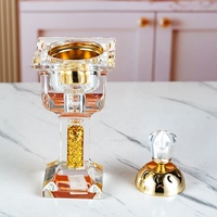 Brûleur d'encens en cristal K9 avec feuille d'or, couvercle creux en forme de lune, diffuseur d'aromathérapie à facettes, centre de table zen de luxe pour la décoration intérieure