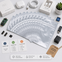 Sacs en plastique recyclables en PE à fond carré et fermeture auto-adhésive pour composants électroniques grand public, emballage transparent, logo personnalisé, OEM, vente en gros