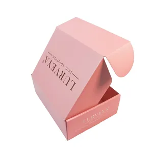 Pink Custom Logo Printed Cardboard Clothing Packaging Skincare Makeup Mailing Shipping Corrugated Mailer Box With Thank You Card
