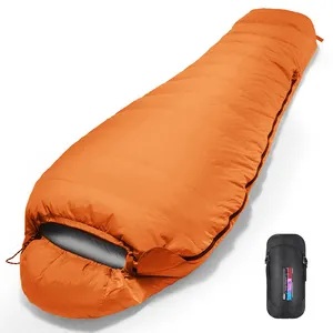 Sleeping Bag 4 Season Manufacturer Custom Logo Backpacking Duck Down Mummy Nylon Down Sleeping Bag 400