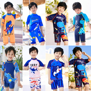 Traje de baño para niños, conjunto de dos piezas, secado rápido, estampado de dibujos animados, protección solar, bañador para niños, ropa para playa y piscina - Product Image 4