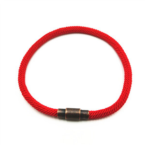 <b>Red</b> Braided Rope <b>Bracelet</b> 4Mm Magnetic Clasp Copper Alloy Jewelry Gift Occasion - Product Image 1