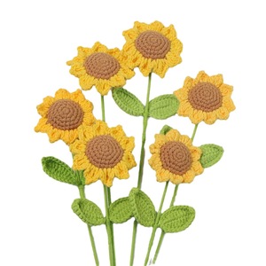Flor artificial de girasol de lana tejida a crochet, hecha a mano, transfronteriza, regalo para el Día del Niño, Día del Maestro, ramo de Año Nuevo, decoración - Product Image 5