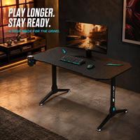 Bureau de jeu Aor Esports 2026 moderne de haute qualité en fibre de carbone noire avec éclairage LED
