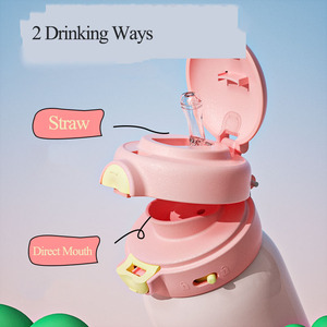 Frasco de acero inoxidable de 550ML, diseño encantador, chico de dibujos animados, regreso a la escuela, fácil de llevar con correa larga ajustada, cinturón, termo ligero - Product Image 5