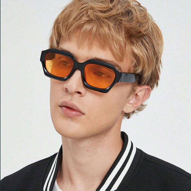 European American Style UV400 Sunglasses Women Men Minimalist Thick Frame Polygonal Niche Fashionable Unique Street Style Beach