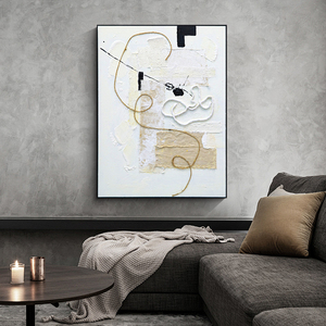 Decorazione moderna del salotto <span class=keywords><strong>bianco</strong></span> <span class=keywords><strong>e</strong></span> <span class=keywords><strong>nero</strong></span> pittura a olio astratta pura arte della parete di cotone fatta a mano arte 3D - Product Image 5