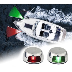 Feux de signalisation de navigation LED, feux de bateau rouges et verts, feux de navigation marine pour yacht, acier inoxydable 12VDC - Product Image 1