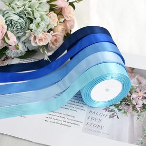 Wholesale Navy Blue Factory Custom 4/5inch Colorful Polyester <b>Silk</b> Satin <b>Ribbon</b> Single Face 100Yard - Product Image 5