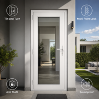 Porte à battant inclinable en PVC avec verrou multipoints, sécurité antivol, double vitrage insonorisé, finition moderne pour chambre de villa