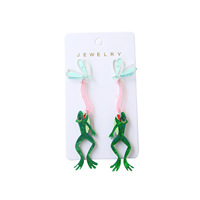 Pendientes Colgantes de Rana Adorables, Acrílicos, con Diseño de Cigüeña y Libélula, de Dibujos Animados, con Gancho, Joyería, Regalos para Mujeres y Niñas