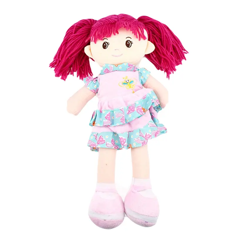 lovely Yarn Hair girls Soft custom Cloth Doll Stuffed doll Support customization