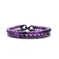 Bracelet ajustable unisexe GOLDIX en acier inoxydable avec breloques, perles de pierres précieuses mélangées, cuir exotique véritable, style chrétien, empilable