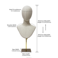 Tête de Mannequin en Coton et Lin DE-LIANG, Réglable, avec Base Métallique, pour Présentation de Perruques, Vêtements et Bijoux (Femelle et Mâle)