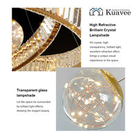Lustre suspendu à 5 anneaux de grande taille pour projet de décoration d'hôtel KUAVEE, hauteur réglable, en cristal, pour plafond haut