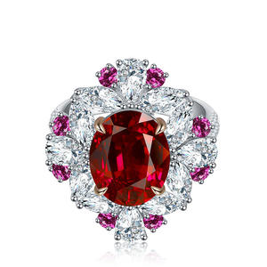 Anillo de Rubí Ovalado de 6 Quilates en Plata de Ley y Platino, Estilo Moderno, para Dropshipping - Product Image 4