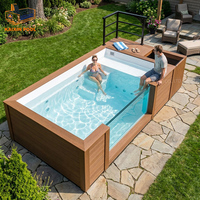 Piscine préfabriquée de luxe pour la famille, 40 pieds, avec panneaux transparents en fibre de verre marine, grand conteneur de 20 pieds, jacuzzi hors sol
