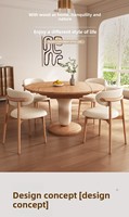 Ensemble de salle à manger pliant multifonctionnel compact en bois massif tons crème pour petites maisons, convertible carré-rond extensible