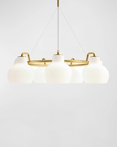 Brass Linear <b>Chandelier</b> with Frosted Glass Shades, Minimalist <b>Modern</b> Lighting for Kitchen Islands - Product Image 2