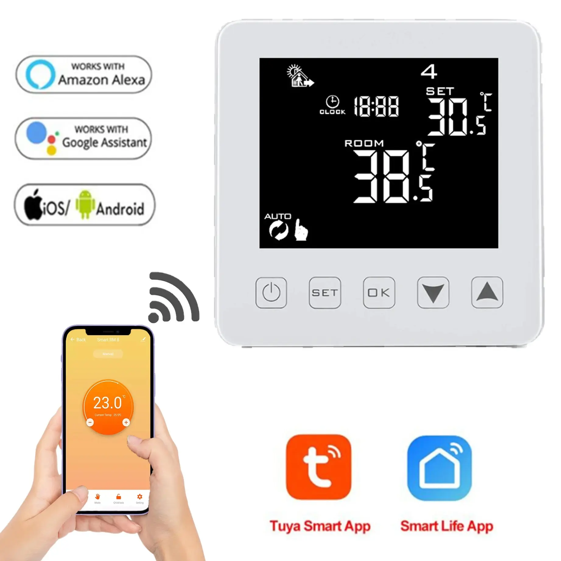 HY08-2 AC termostat soğutma ve ısıtma sıcaklığı 3 hız fan on/off vana wifi tuya kontrol akıllı yaşam fan üniteleri termostat