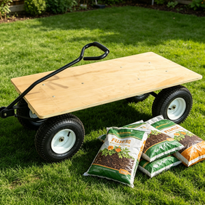 <span class=keywords><strong>Chariot</strong></span> en bois à quatre roues TC4211G, capacité de 300 kg, <span class=keywords><strong>chariot</strong></span> utilitaire robuste pour le <span class=keywords><strong>jardin</strong></span>, pour le transport en extérieur - Product Image 2