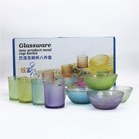 Lot de 8 Bols en Verre Fait Main Transparent pour Table, Vente Chaude, Personnalisé Usine, Vaisselle de Cuisine Maison