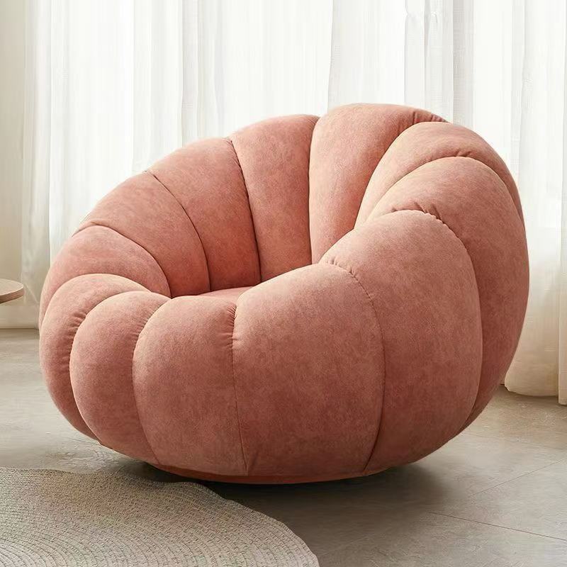Pink tech velvet single sofa rotatable